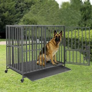 Heavy Duty Jumbo Rolling Large Dog Cage Thicken Steel Crate Kennel Removable Tra