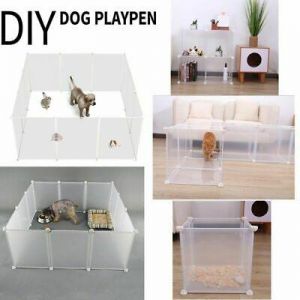 Pets Playpen Fence for Dog Cat Iron White Cage Short Plush Suede Fabric Foldable
