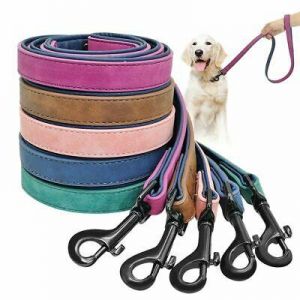 חיות וצרכיהם... רצועות לכלבים Walking Training Rope Leash And Collar For Pets Leather Material Solid Patterned
