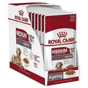 חיות וצרכיהם... אוכל לכלבים 12 x Royal Canin Medium Senior Wet Dog Food in Gravy - Ageing Dogs 10 Years+ 85g